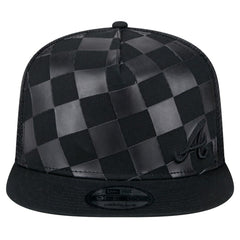 Atlanta Braves New Era Score Check A-Frame Trucker 9FIFTY Snapback Hat - Black - New Era Discount