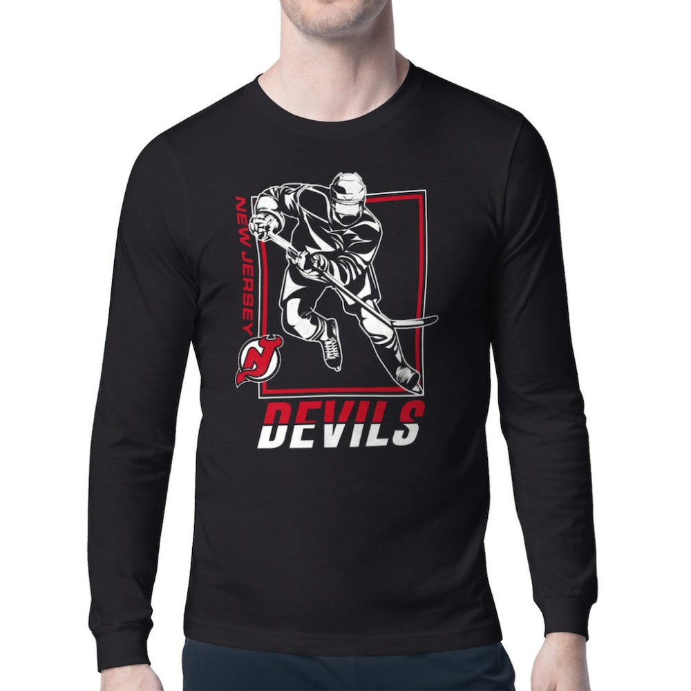 New Jersey Devils Starter Player Grid Long Sleeve T-Shirt - Black - NHL 201424484