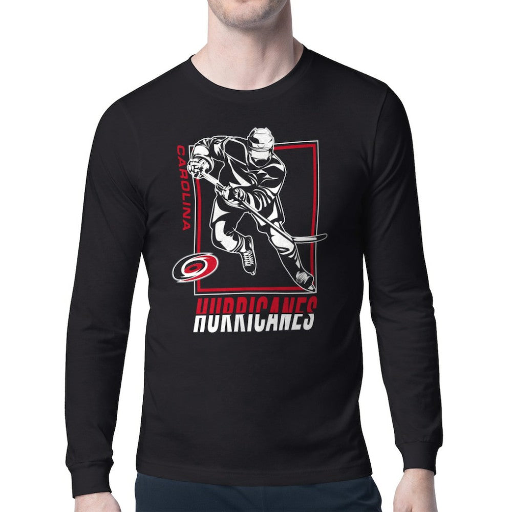 Carolina Hurricanes Starter Player Grid Long Sleeve T-Shirt - Black - NHL 201424487