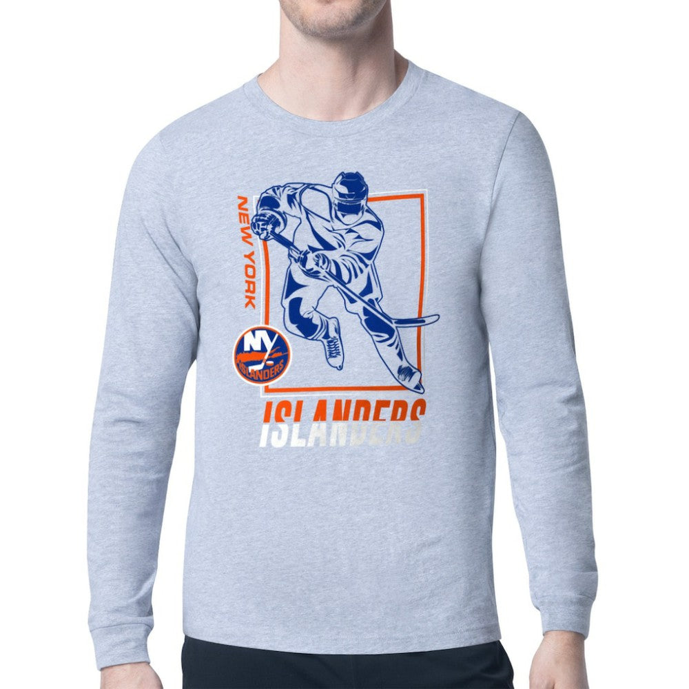 New York Islanders Starter Player Grid Long Sleeve T-Shirt - Heather Gray - NHL 201424524