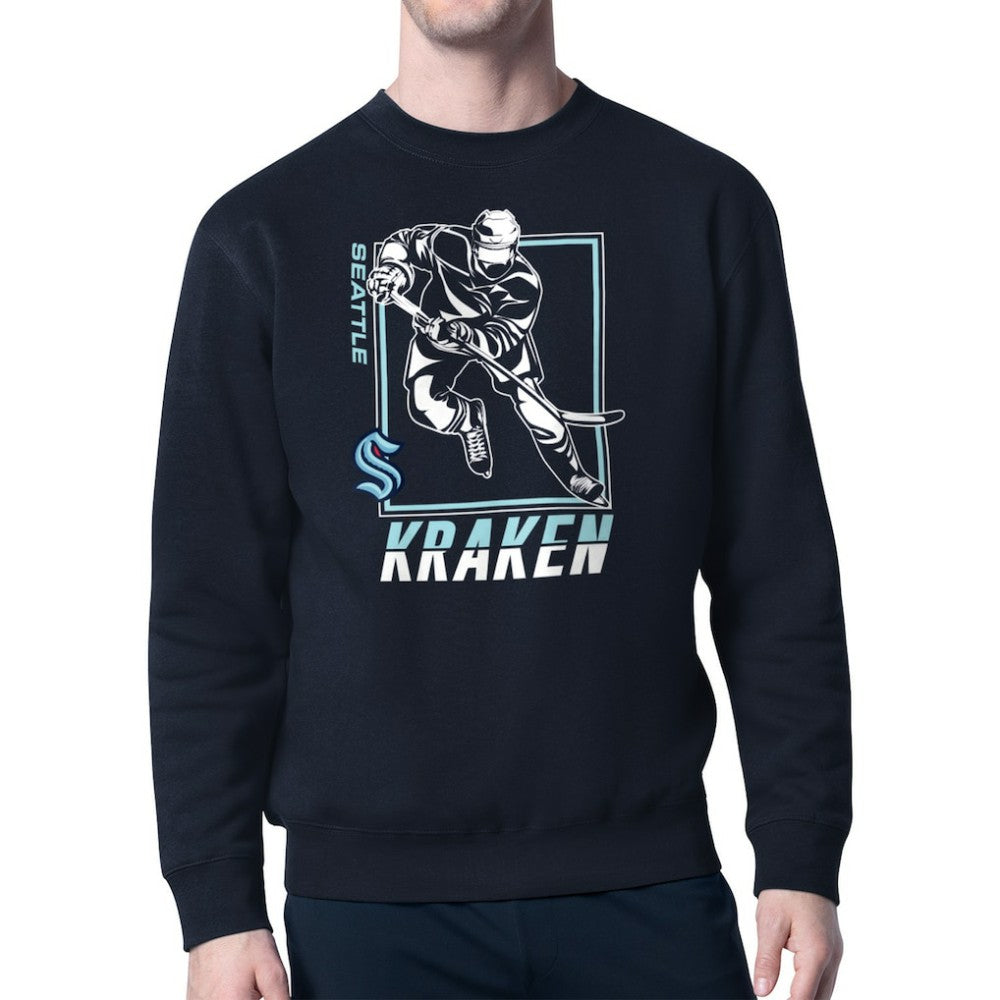 Seattle Kraken Starter Player Grid Fleece Pullover Sweatshirt - Deep Sea Blue - NHL 201424757
