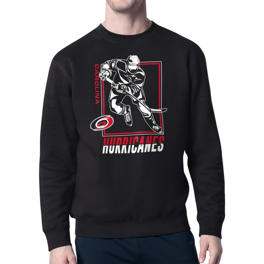Carolina Hurricanes Starter Player Grid Fleece Pullover Sweatshirt - Black - NHL 201424772