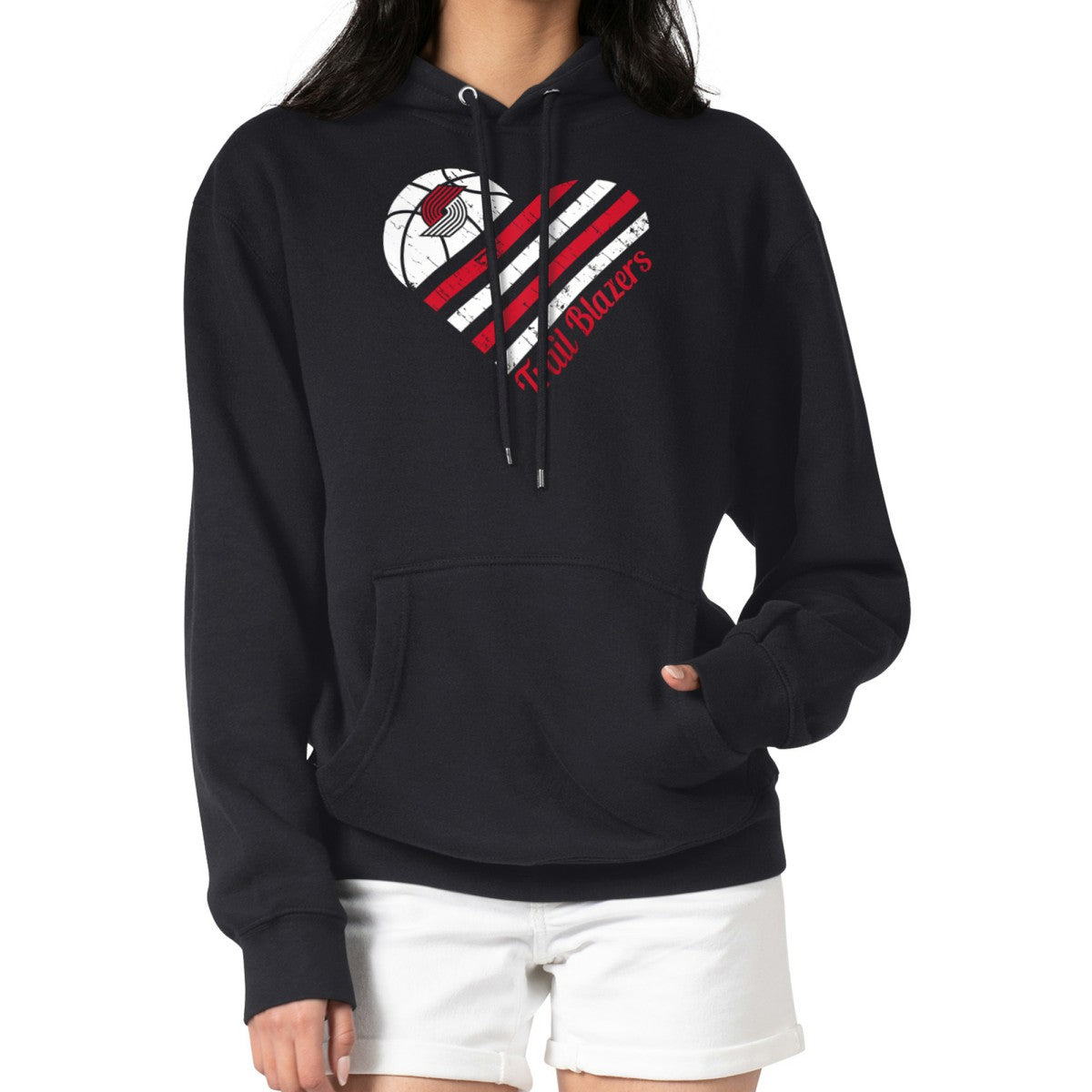 Portland Trail Blazers G-III 4Her by Carl Banks Women's Heart Pullover Hoodie - Black