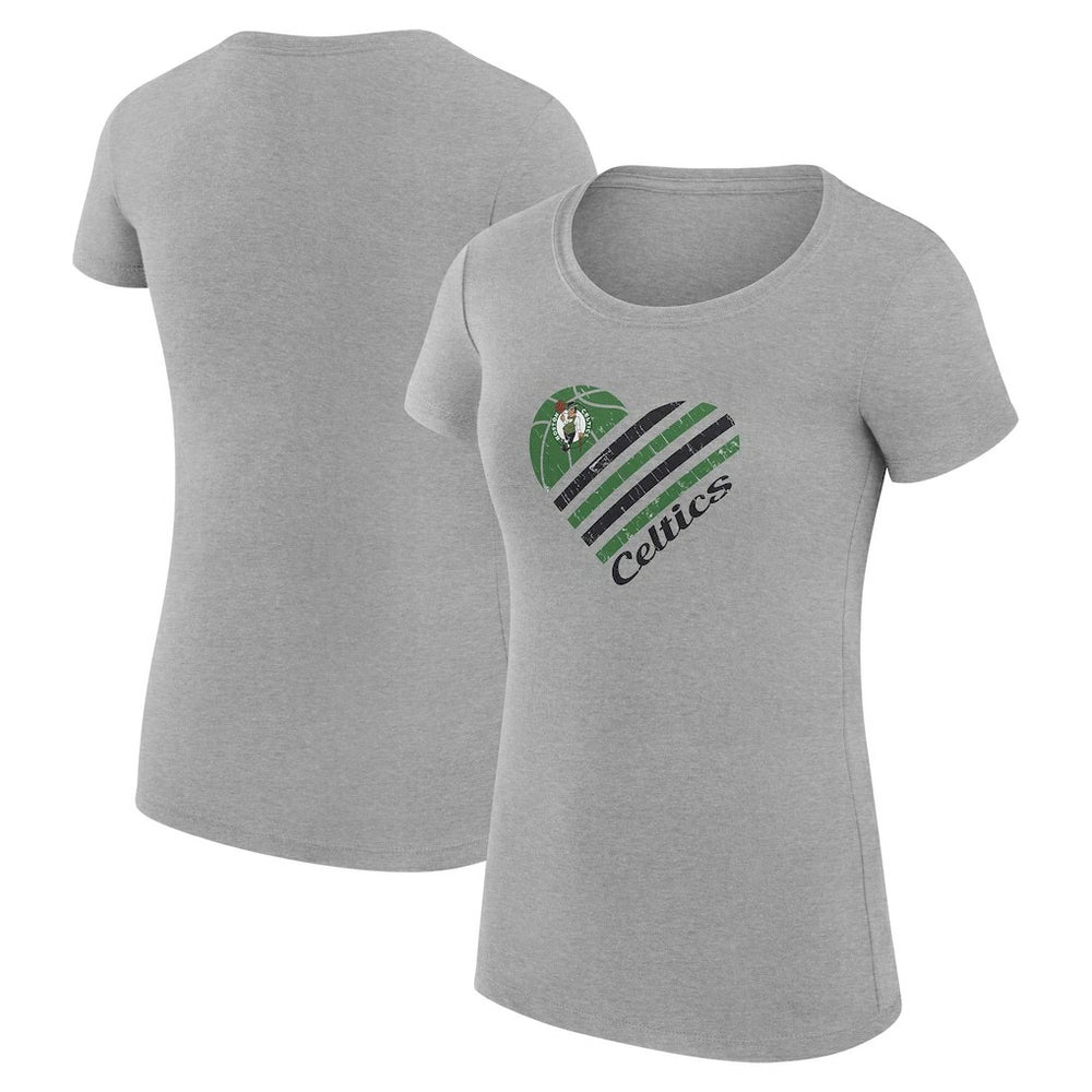 Boston Celtics G-III 4Her by Carl Banks Women's Super-Slim Fit Lightweight Heart T-Shirt Heather Gray