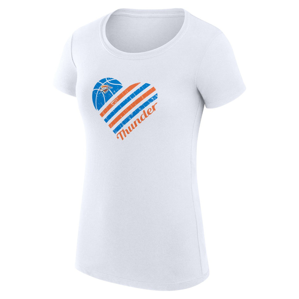 Oklahoma City Thunder G-III 4Her by Carl Banks Women's Super-Slim Fit Lightweight Heart T-Shirt White