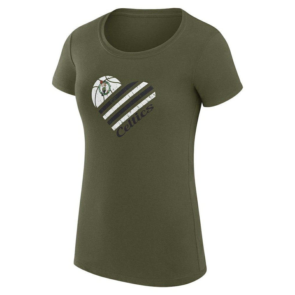 Boston Celtics G-III 4Her by Carl Banks Women's Super-Slim Fit Lightweight Heart T-Shirt Olive