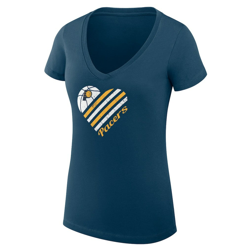 Indiana Pacers G-III 4Her by Carl Banks Women's Super-Slim Fit Lightweight Heart V-Neck T-Shirt Navy