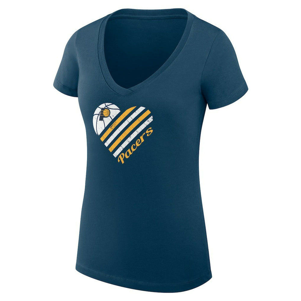 Indiana Pacers G-III 4Her by Carl Banks Women's Super-Slim Fit Lightweight Heart V-Neck T-Shirt Navy