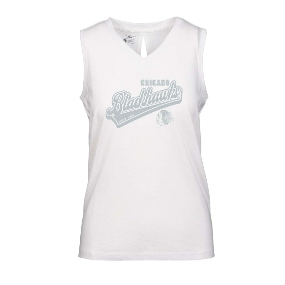 Chicago Blackhawks Levelwear Women's Paisley Sweep V-Neck Tank Top - White - NHL 201425415