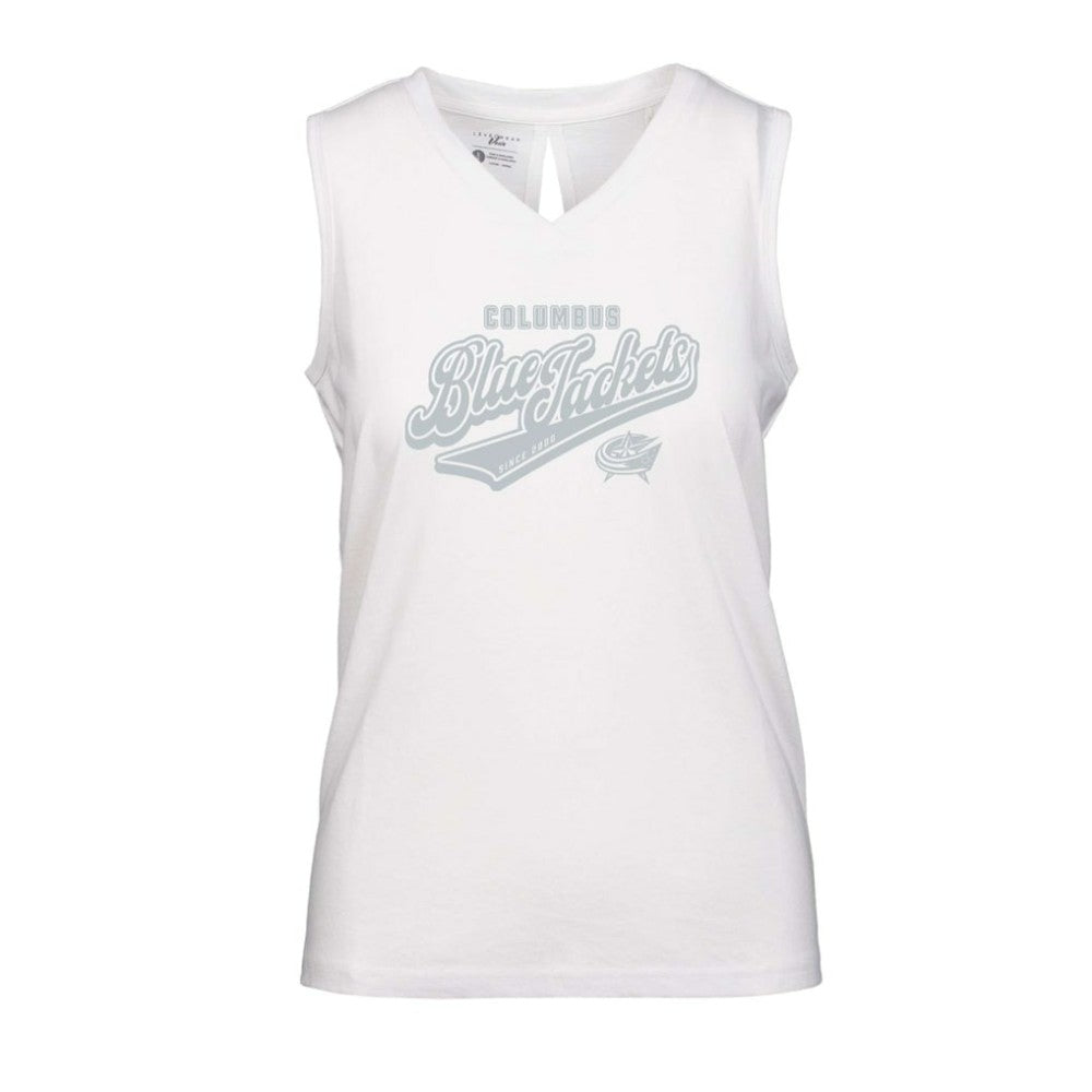 Columbus Blue Jackets Levelwear Women's Paisley Sweep V-Neck Tank Top - White - NHL 201425416