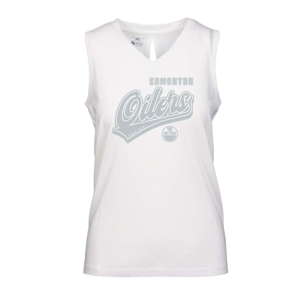 Edmonton Oilers Levelwear Women's Paisley Sweep V-Neck Tank Top - White - NHL 201425441