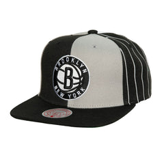 Brooklyn Nets What The Pinstripe Snapback Hat Black | Mitchell & Ness discount