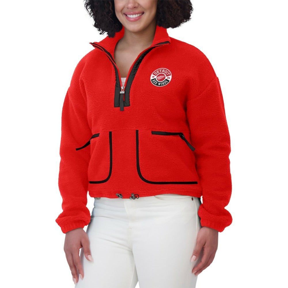 Detroit Red Wings WEAR by Erin Andrews Women's Polar Fleece Half-Zip Jacket - Red - NHL 201429672