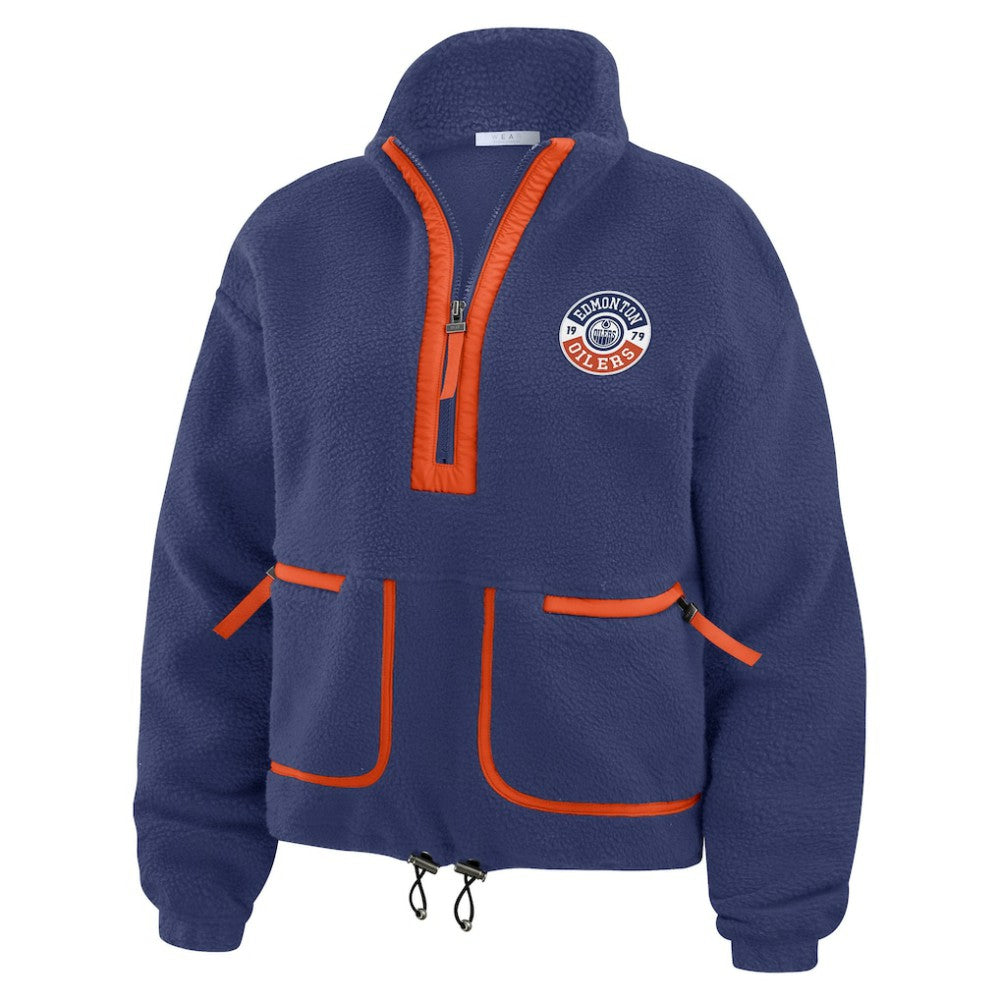 Edmonton Oilers WEAR by Erin Andrews Women's Polar Fleece Half-Zip Jacket - Royal - NHL 201429673