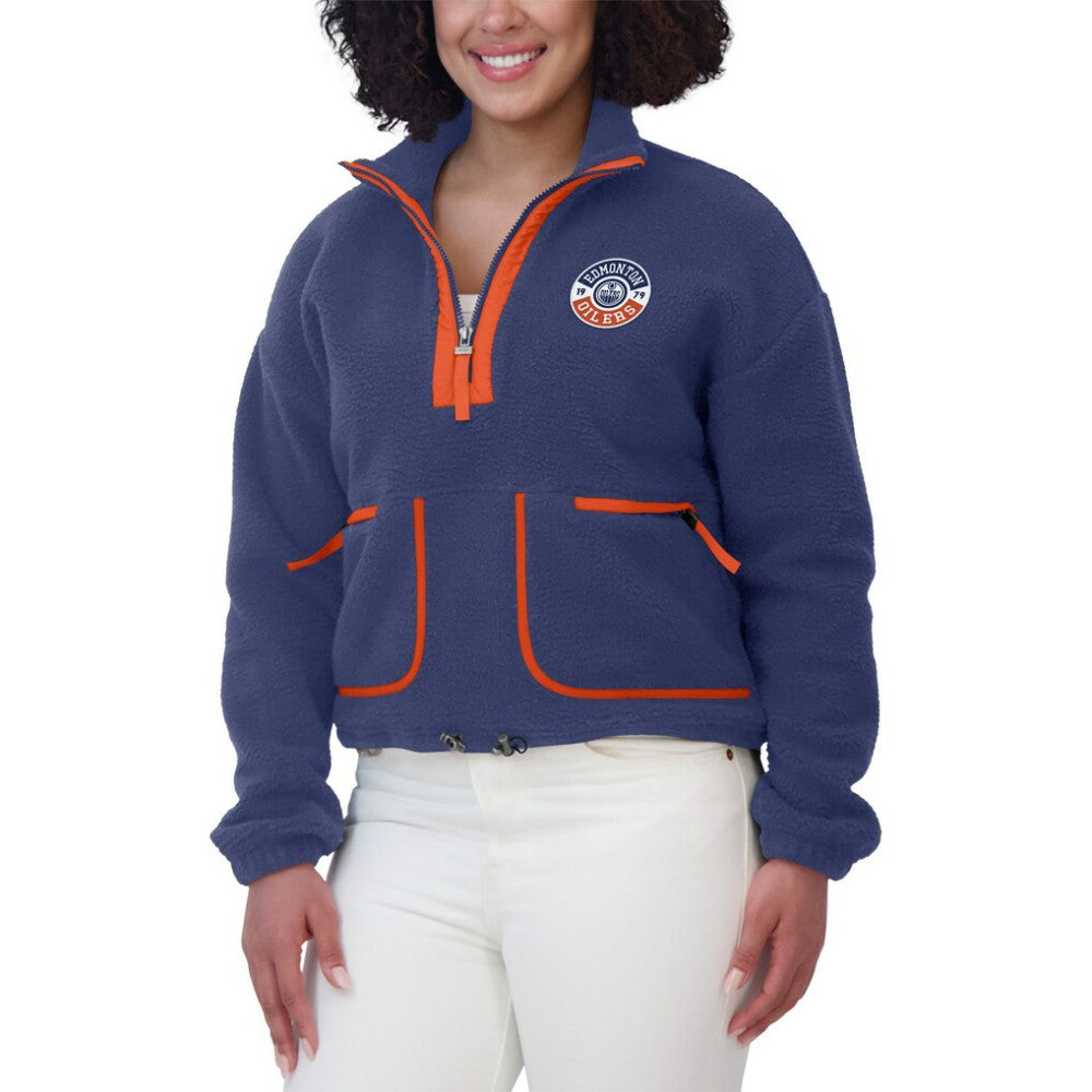 Edmonton Oilers WEAR by Erin Andrews Women's Polar Fleece Half-Zip Jacket - Royal - NHL 201429673