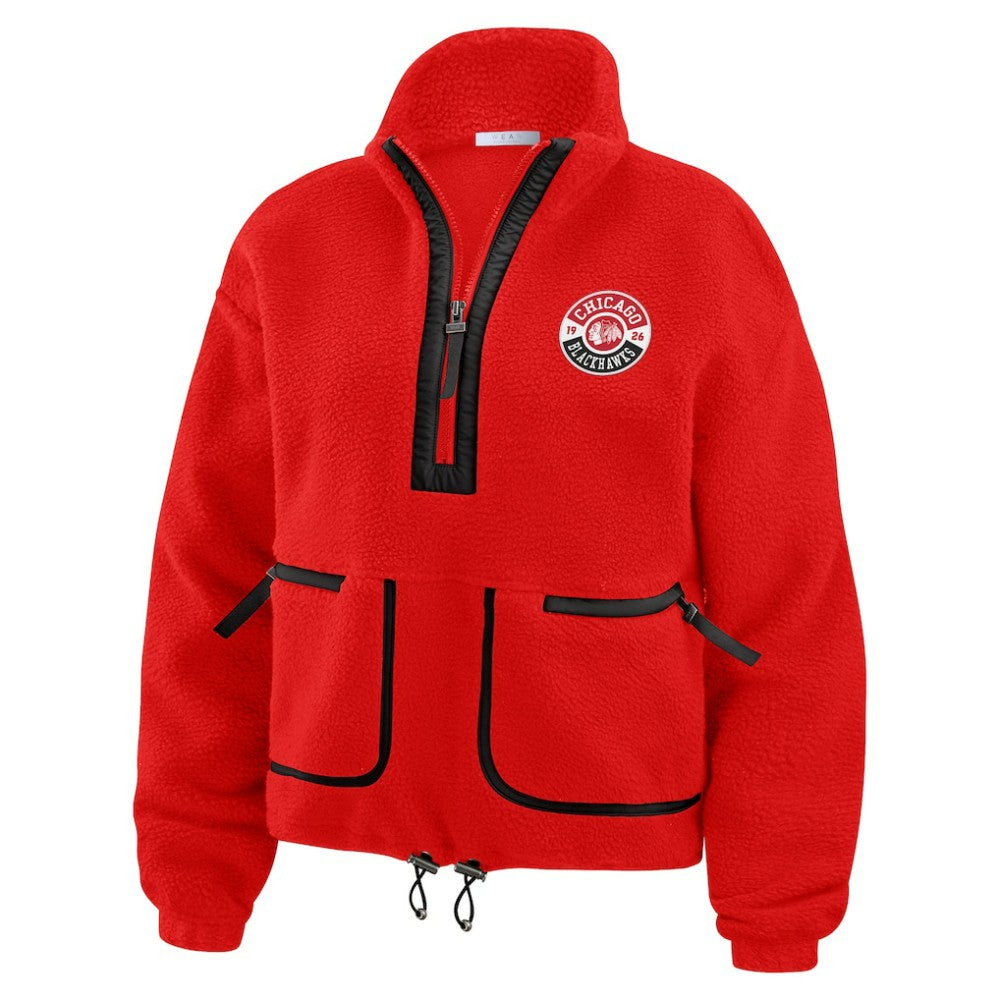 Chicago Blackhawks WEAR by Erin Andrews Women's Polar Fleece Half-Zip Jacket - Red - NHL 201429675