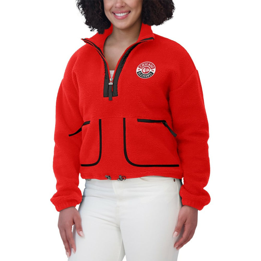 Chicago Blackhawks WEAR by Erin Andrews Women's Polar Fleece Half-Zip Jacket - Red - NHL 201429675
