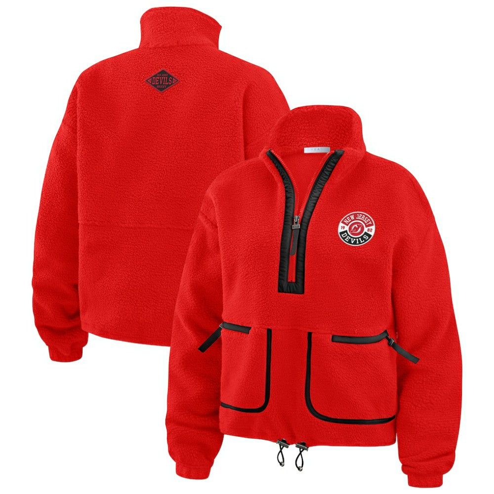 New Jersey Devils WEAR by Erin Andrews Women's Polar Fleece Half-Zip Jacket - Red - NHL 201429681