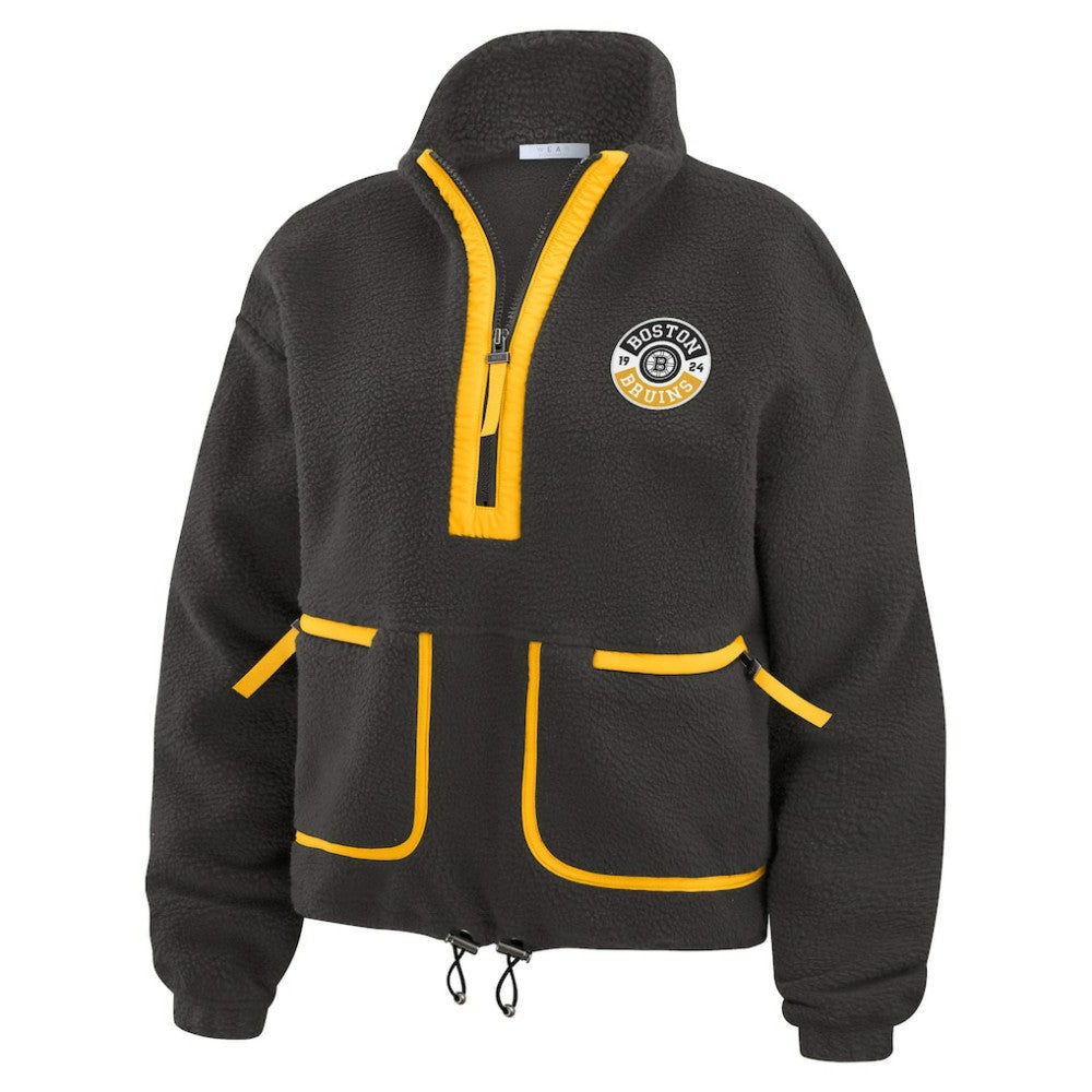 Boston Bruins WEAR by Erin Andrews Women's Polar Fleece Half-Zip Jacket - Black - NHL 201429682