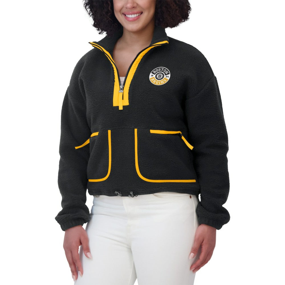 Boston Bruins WEAR by Erin Andrews Women's Polar Fleece Half-Zip Jacket - Black - NHL 201429682