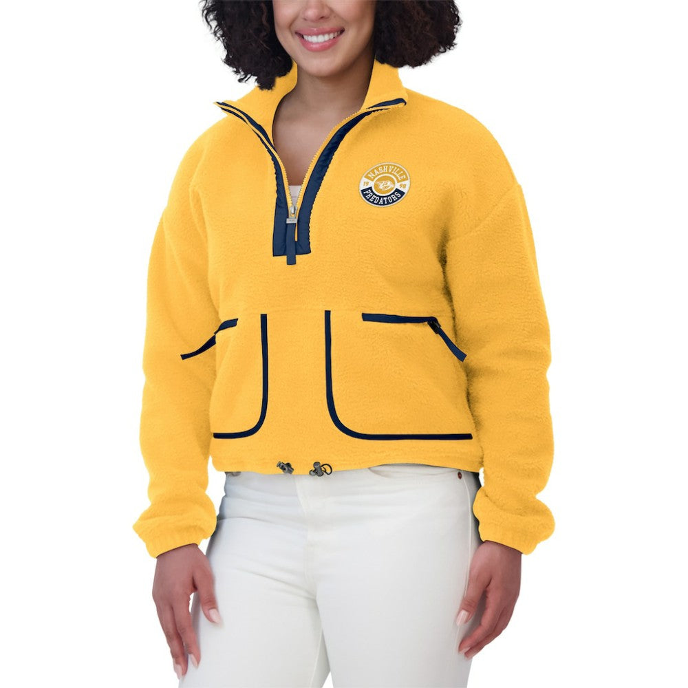 Nashville Predators WEAR by Erin Andrews Women's Polar Fleece Half-Zip Jacket - Gold - NHL 201429684