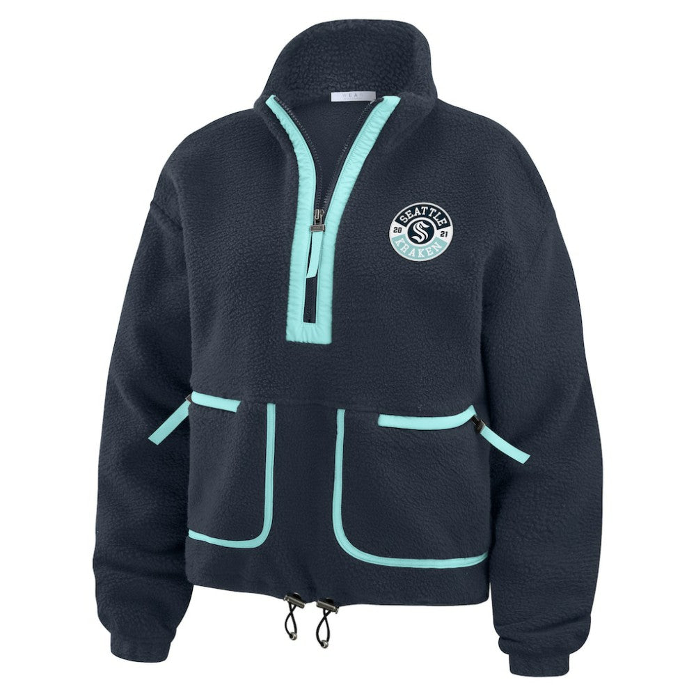 Seattle Kraken WEAR by Erin Andrews Women's Polar Fleece Half-Zip Jacket - Deep Sea Blue - NHL 201429691