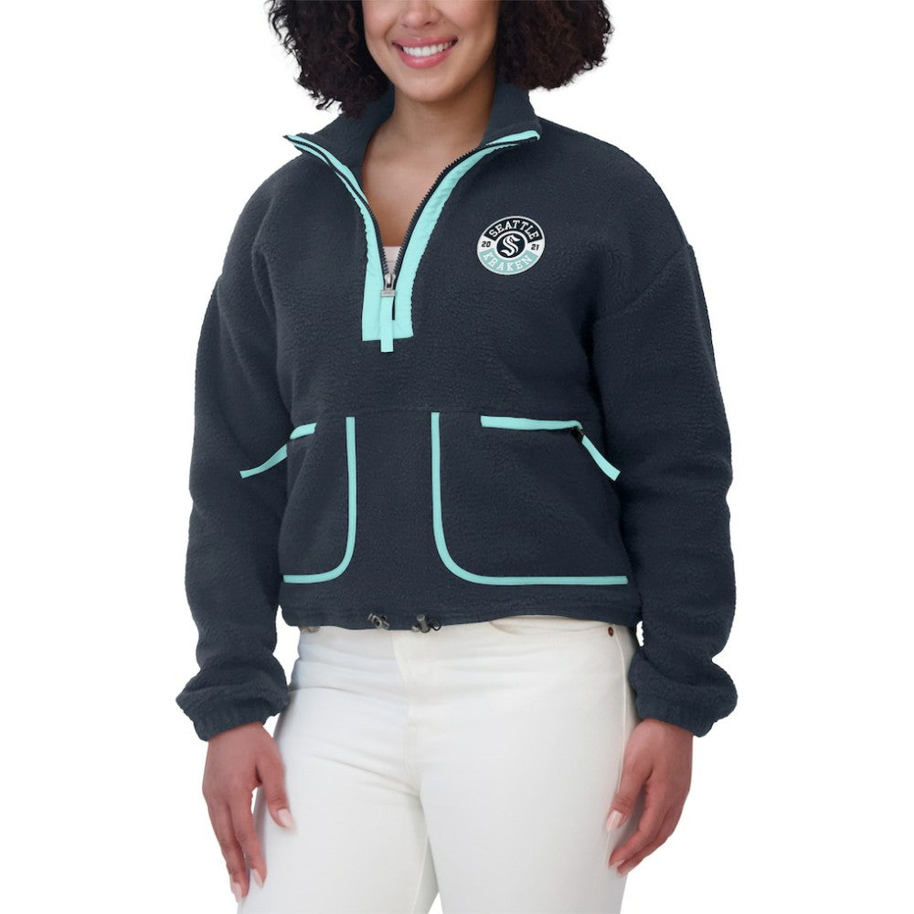 Seattle Kraken WEAR by Erin Andrews Women's Polar Fleece Half-Zip Jacket - Deep Sea Blue - NHL 201429691