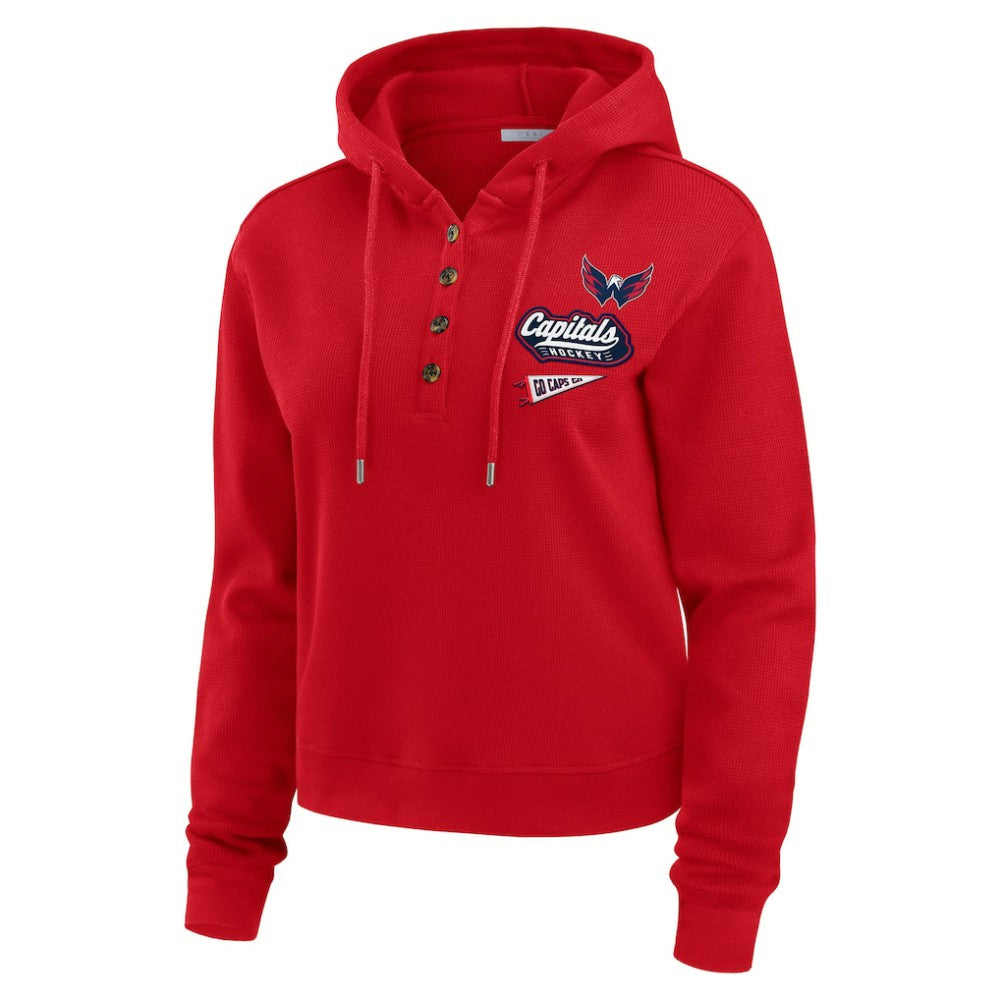 Washington Capitals WEAR by Erin Andrews Women's Waffle-Knit Pullover Hoodie - Red - NHL 201429695
