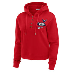 Washington Capitals WEAR by Erin Andrews Women's Waffle-Knit Pullover Hoodie - Red - NHL 201429695