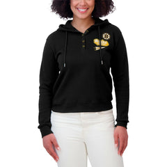 Boston Bruins WEAR by Erin Andrews Women's Waffle-Knit Pullover Hoodie - Black - NHL 201429698
