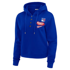 New York Rangers WEAR by Erin Andrews Women's Waffle-Knit Pullover Hoodie - Blue - NHL 201429708