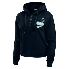 Seattle Kraken WEAR by Erin Andrews Women's Waffle-Knit Pullover Hoodie - Deep Sea Blue - NHL 201429709