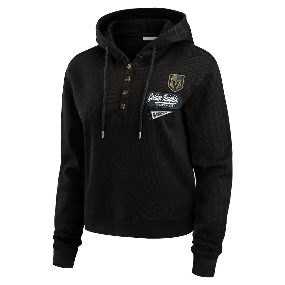 Vegas Golden Knights WEAR by Erin Andrews Women's Waffle-Knit Pullover Hoodie - Black - NHL 201429714