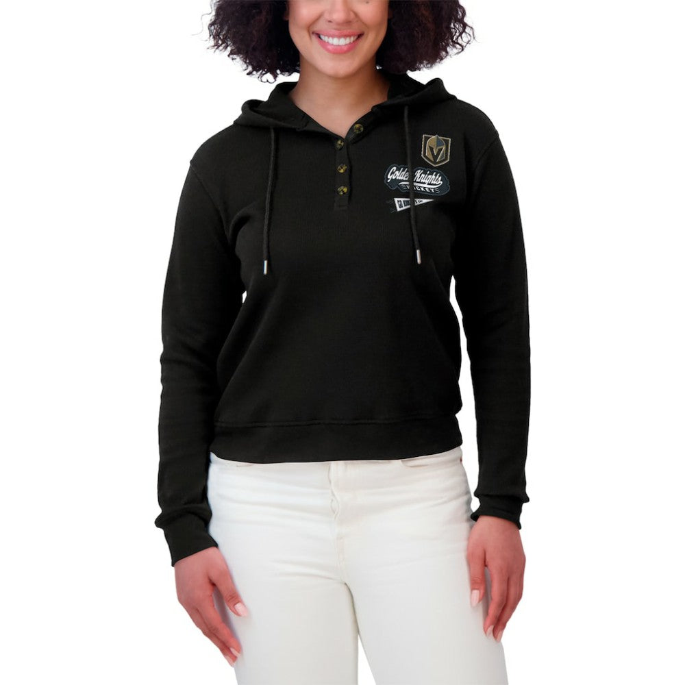 Vegas Golden Knights WEAR by Erin Andrews Women's Waffle-Knit Pullover Hoodie - Black - NHL 201429714
