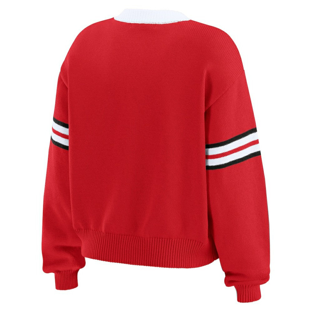 Chicago Blackhawks WEAR by Erin Andrews Women's Cropped Lace-Up Sweater - Red - NHL 201429722