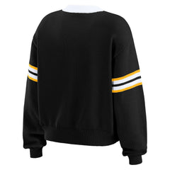 Boston Bruins WEAR by Erin Andrews Women's Cropped Lace-Up Sweater - Black - NHL 201429723