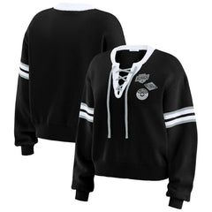 Los Angeles Kings WEAR by Erin Andrews Women's Cropped Lace-Up Sweater - Black - NHL 201429724
