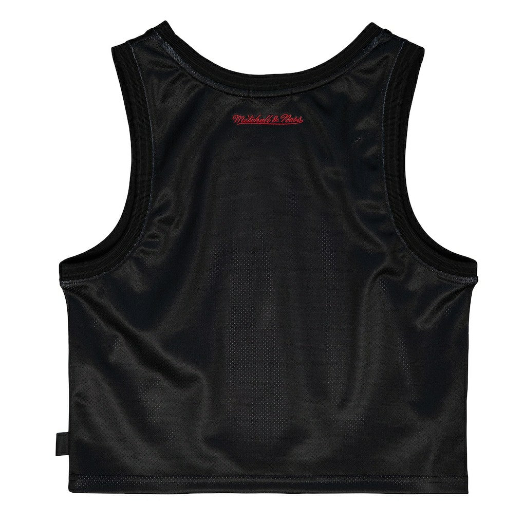 Chicago Bulls Women's Hardwood Classics Big Face 4.0 Cropped Tank Top for sale Black | Mitchell & Ness