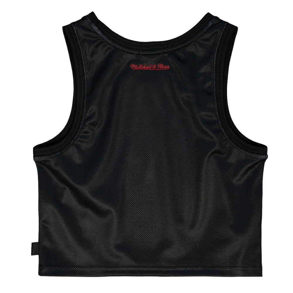 Chicago Bulls Women's Hardwood Classics Big Face 4.0 Cropped Tank Top for sale Black | Mitchell & Ness