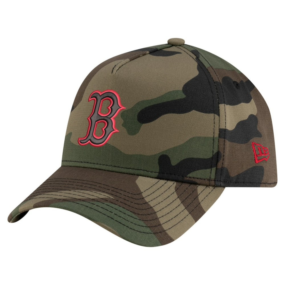 Boston Red Sox New Era Woodland Team Pop 9FORTY A-Frame Adjustable Hat - Camo - New Era Online