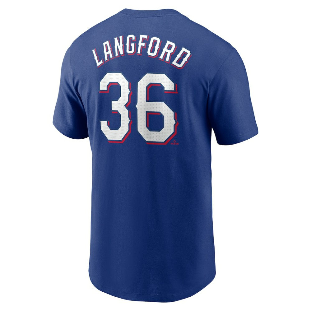 Wyatt Langford Texas Rangers Nike Fuse Name & Number T-Shirt - Royal - Nike on Sale
