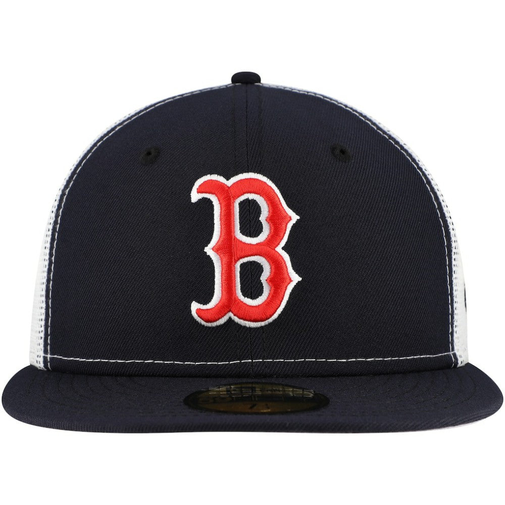 Boston Red Sox New Era Team Color 59FIFTY Trucker Fitted Hat - Navy - New Era Online