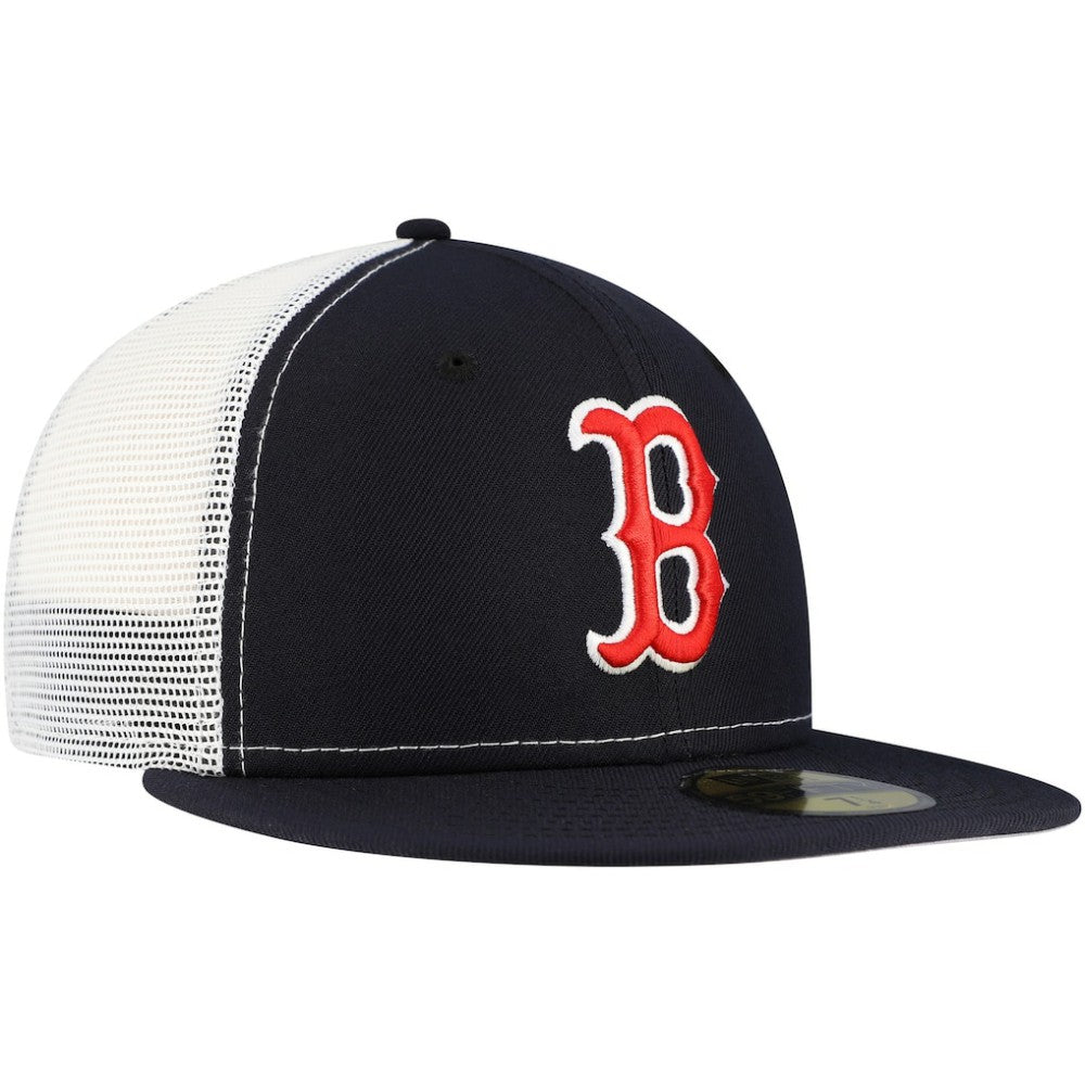 Boston Red Sox New Era Team Color 59FIFTY Trucker Fitted Hat - Navy - New Era Online