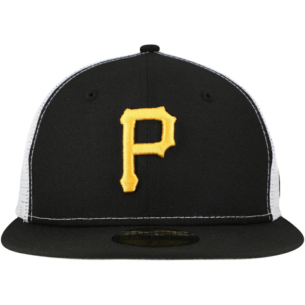 Pittsburgh Pirates New Era Team Color 59FIFTY Trucker Fitted Hat - Black - New Era Sale