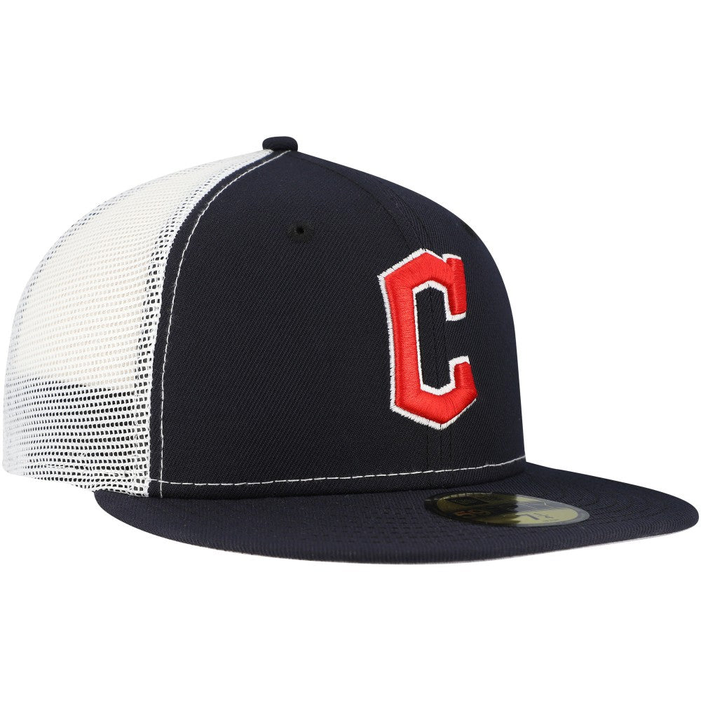 Cleveland Guardians New Era Team Color 59FIFTY Trucker Fitted Hat - Navy - New Era Lifestyle