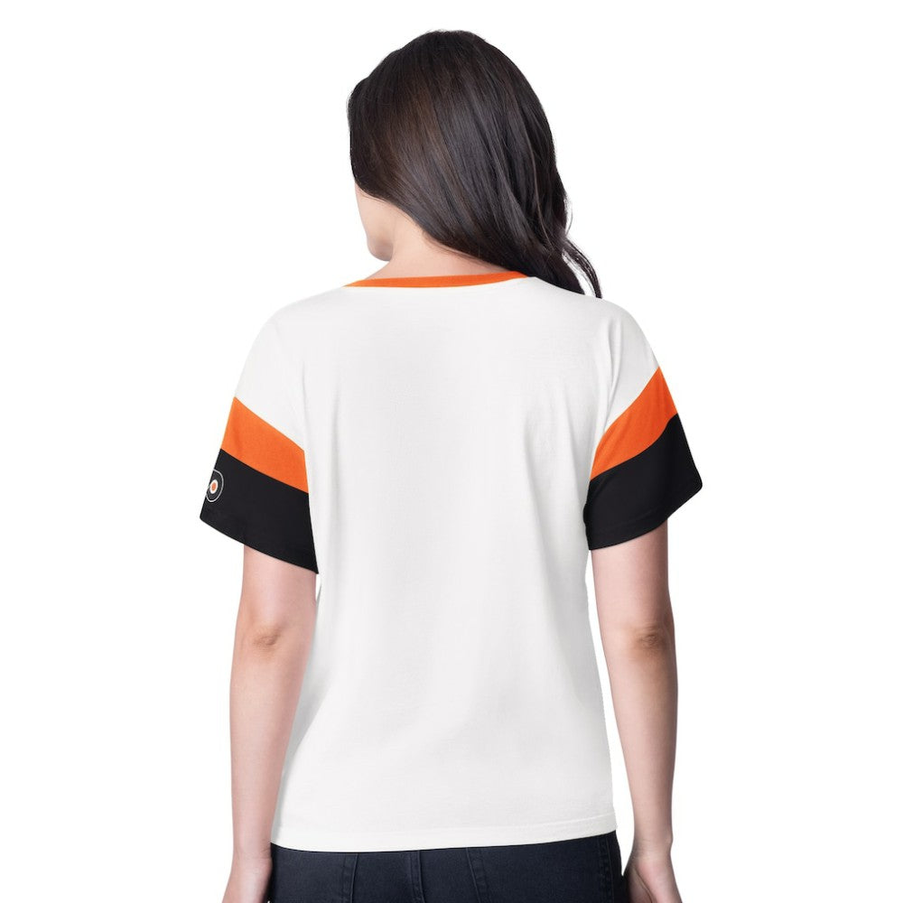 Philadelphia Flyers G-III 4Her by Carl Banks Women's Rink Oversized Rhinestone V-Neck T-Shirt - White - NHL 201432652