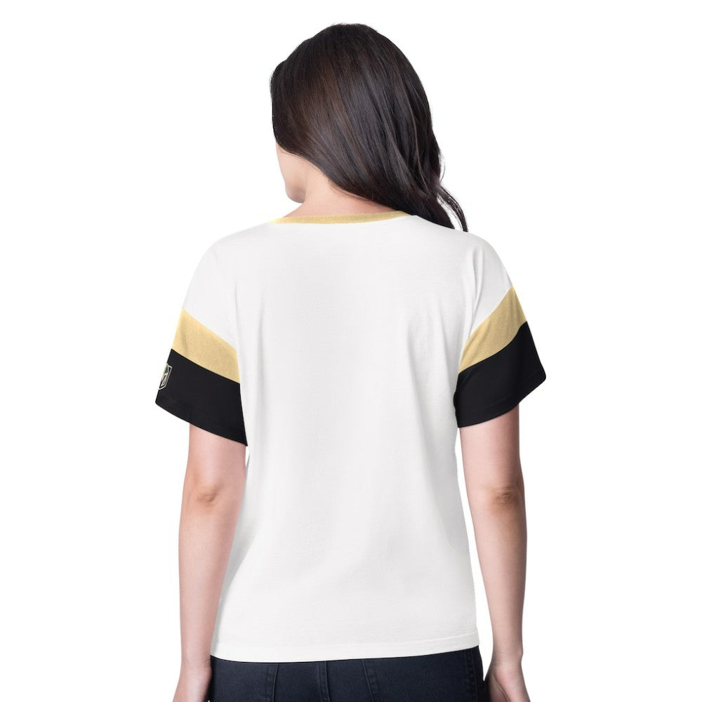 Vegas Golden Knights G-III 4Her by Carl Banks Women's Rink Oversized Rhinestone V-Neck T-Shirt - White - NHL 201432653