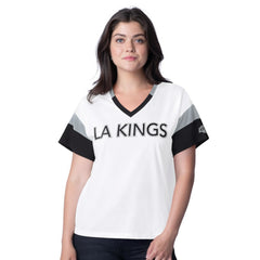 Los Angeles Kings G-III 4Her by Carl Banks Women's Rink Oversized Rhinestone V-Neck T-Shirt - White - NHL 201432661