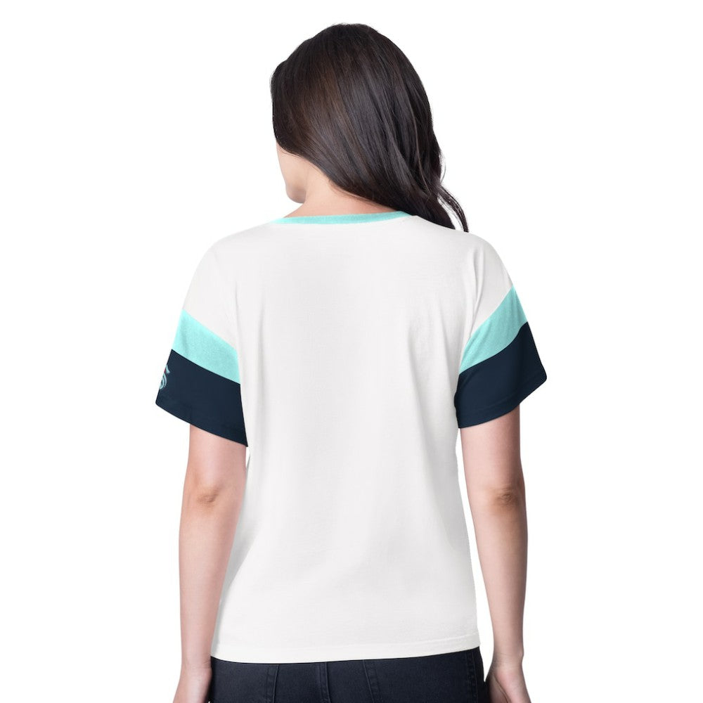 Seattle Kraken G-III 4Her by Carl Banks Women's Rink Oversized Rhinestone V-Neck T-Shirt - White - NHL 201432662
