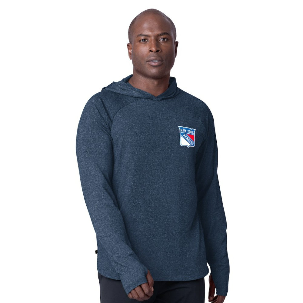 New York Rangers MSX by Michael Strahan Fast Track Raglan Long Sleeve Hoodie T-Shirt - Navy - NHL 201432770